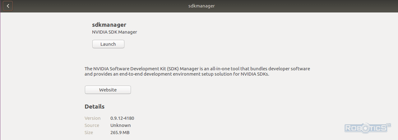 Окно запуска менеджера NVIDIA SDK Manager