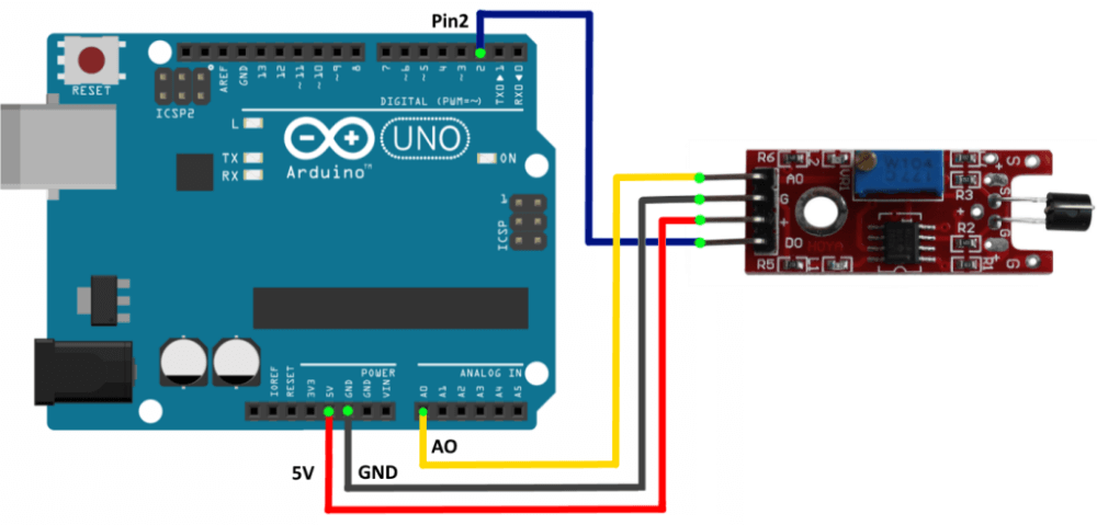 Подключение модуля датчика пламени к Arduino UNO.