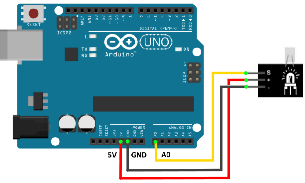 Подключение модуля датчика вибрации к Arduino UNO.