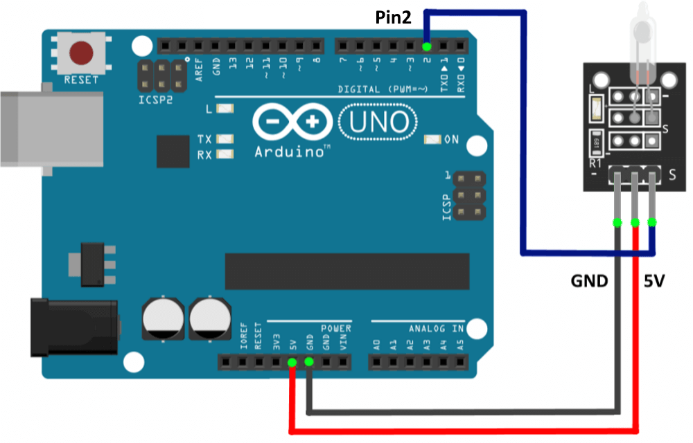 Подключение модуля датчика наклона к Arduino UNO. 